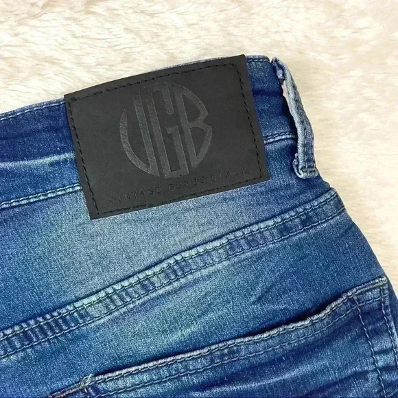 Vintage Genes Black Slim Straight Webbed Faded Dark Wash Jeans (28X30) - Picture 3 of 13